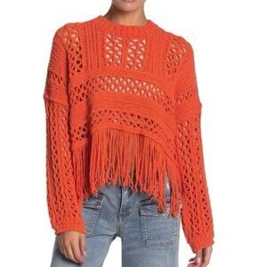 Free People Higher Love Crotchet Sweater Womens Size XS